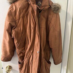 Vintage Wilson Leather womens coat with hood